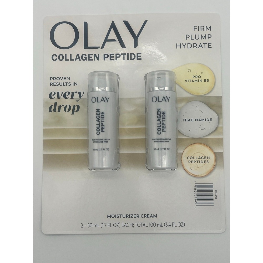 Olay Collagen Peptide 24 Moisturizer Cream Fragrance Free 2 Pk 1.7oz Each 3.4oz